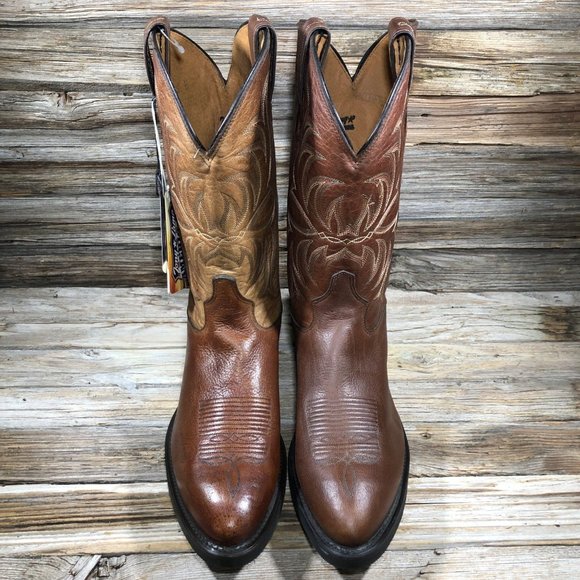 Tony Lama 7913 Brown Leather Western Cowboy Boots Men 10 EE Extra Wide - Picture 4 of 9